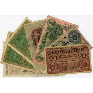 Germany - Empire Lot of 7 Banknotes 1910 - 1919