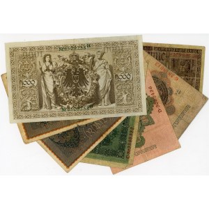 Germany - Empire Lot of 7 Banknotes 1910 - 1919