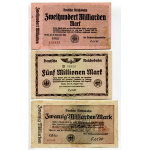 Germany - Weimar Republic Lot of 7 Reichsbahn Banknotes 1923