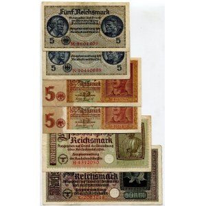 Germany - Third Reich Lot of 6 Banknotes 1940 - 1945