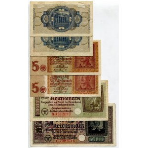 Germany - Third Reich Lot of 6 Banknotes 1940 - 1945