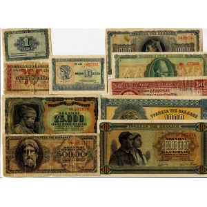 Greece Lot of 10 Banknotes 1941 - 1944