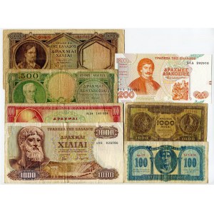 Greece Lot of 7 Banknotes 1950 - 1996