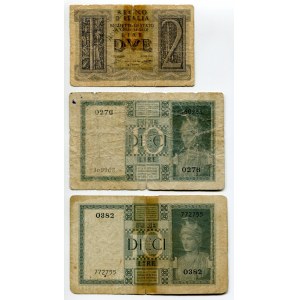 Italy Lot of 3 Banknotes 1935 - 1939