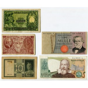 Italy Lot of 5 Banknotes 1935 - 1973