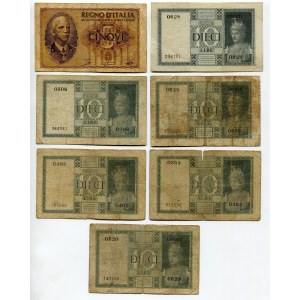 Italy Lot of 7 Banknotes 1939 - 1942