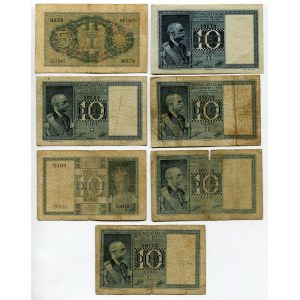 Italy Lot of 7 Banknotes 1939 - 1942