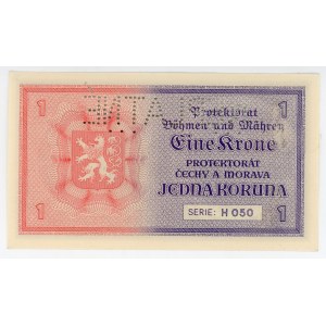 Bohemia & Moravia 1 Koruna 1940 Specimen NEPLATNE