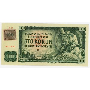 Czech Republic 100 Korun 1961 (1993) (ND) With Adhesive Stamp