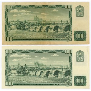 Czech Republic 2 x 100 Korun 1961 (1993) (ND) With Adhesive Stamp