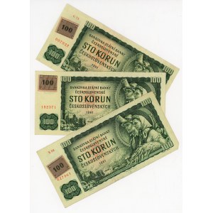 Czech Republic 3 x 100 Korun 1961 (1993) (ND) With Adhesive Stamp