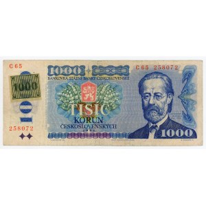 Czech Republic 1000 Korun 1961 (1993) (ND) With Adhesive Stamp