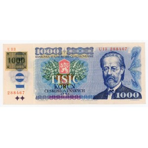 Czech Republic 1000 Korun 1961 (1993) (ND) With Adhesive Stamp