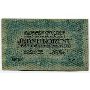 Czechoslovakia 1 Koruna 1919 Fancy Number