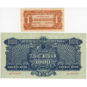 Czechoslovakia 1 & 1000 Korun 1944
