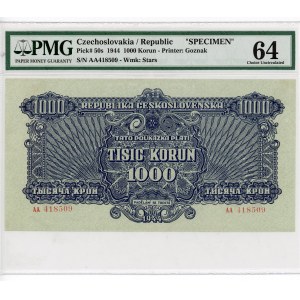 Czechoslovakia 1000 Korun 1944 Specimen PMG 64