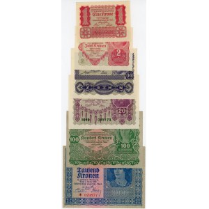 Austria 1 - 2 - 10 - 20 - 100 - 1000 Kronen 1922