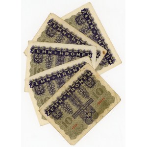 Austria 5 x 10 Kronen 1922 WIth Consecutive Numbers