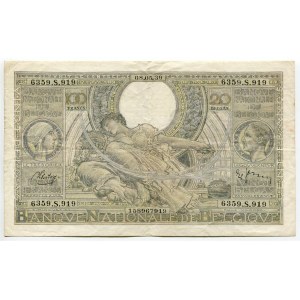 Belgium 100 Francs / 20 Belgas 1939