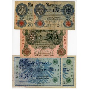 Germany - Empire 2 x 20 - 50 - 2 x 100 Mark 1906 - 1910