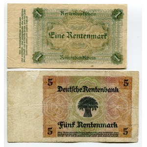 Germany - Weimar Republic 1 - 5 Rentenmark 1923 - 1926
