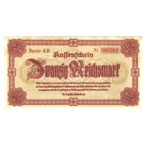 Germany - Third Reich Sudetenland & Lower Silesia 20 Reichsmark 1945