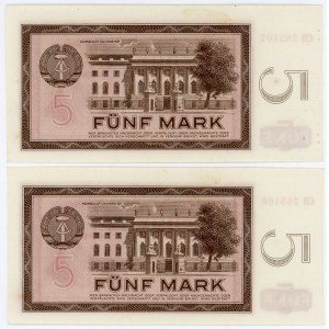 Germany - DDR 2 x 5 Mark 1964 WIth Consecutive Numbers
