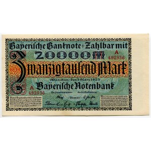 Germany - Weimar Republic Bayerische Notenbank 20000 Mark 1923
