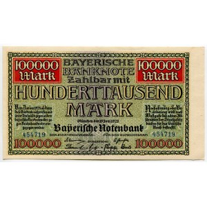 Germany - Weimar Republic Bayerische Notenbank 100000 Mark 1923