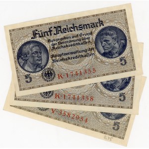 Germany - Third Reich 3 x 5 Reichsmark 1940 - 1945 (ND)