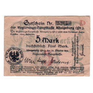 Germany - Empire Konigsberg 5 Mark 1918