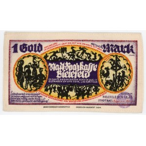 Germany - Weimar Republic Bielefeld 1 Gold Mark 1923 Stoffgeld