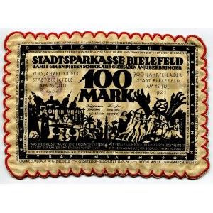 Germany - Weimar Republic Bielefeld 100 Mark 1921 Stoffgeld