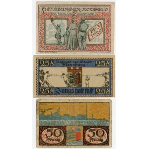 Germany - Weimar Republic Flensburg 25 - 50 - 50 Pfennig 1919 - 1920 Notgeld