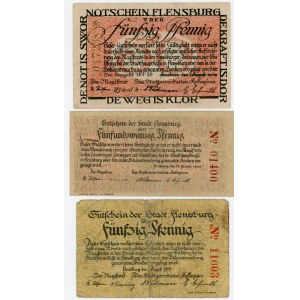 Germany - Weimar Republic Flensburg 25 - 50 - 50 Pfennig 1919 - 1920 Notgeld