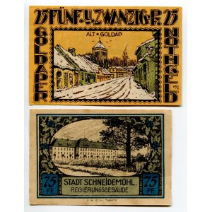 Germany - Weimar Republic Goldap 25 Pfennig - Posen City of Schneidemühl 75 Pfennig 1921