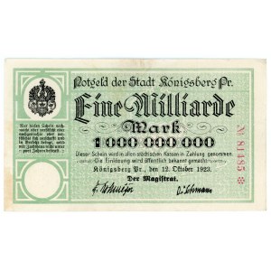 Germany - Weimar Republic Konigsberg 1 Milliard Mark 1923