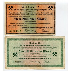 Germany - Weimar Republic Ostelbisches Braunkohlensyndikat G.m.b.H 2 & 3 Millionen Mark 1923