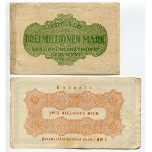 Germany - Weimar Republic Ostelbisches Braunkohlensyndikat G.m.b.H 2 & 3 Millionen Mark 1923