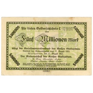 Germany - Weimar Republic Stalluponen 5 Million Mark 1923