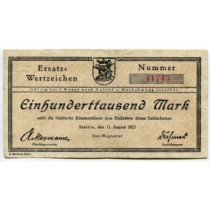 Germany - Weimar Republic Stettin 100000 Mark 1923