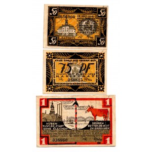 Germany - Weimar Republic Tilsit 50 & 75 Pfennig & 1 Mark 1921