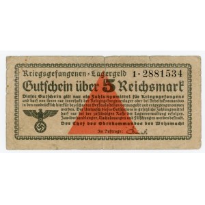 Germany - Third Reich Lagergeld 5 Riechsmark 1939 - 1944 (ND)