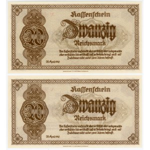Germany - Third Reich Reichenberg / Liberec 2 x 20 Reichsmark 1945 Czech Notgeld