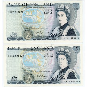 Great Britain 2 x 5 Pounds 1980 - 1987 (ND) Close Numbers