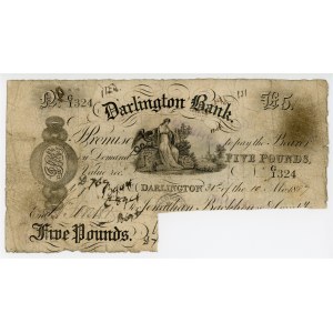 Great Britain Darlington Bank 5 Pounds 1887