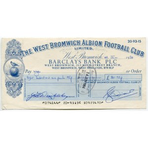 Great Britain West Bromwich Albion Football Club Ltd Check for 801.95 Pounds 1987
