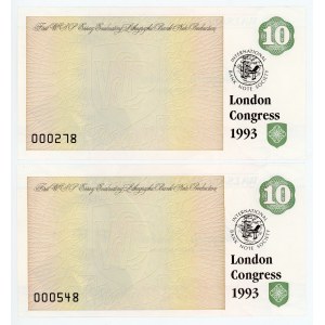 Great Britain 2 x Test Note 10 Units 1993