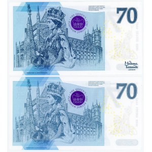 Great Britain 2 x 1 Pound Queen's Platinum Jubilee 2022 Fantasy Banknotes
