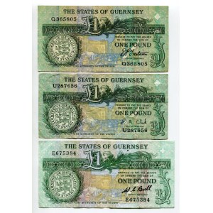 Guernsey 3 x 1 Pound 1980 - 1989 (ND) Different Signatures